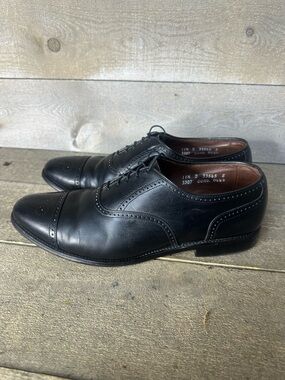 Allen Edmonds Stratton Mens 11.5 D Black Leather Cap Toe Brogue Oxford Shoes